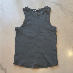 Zara Gray distressed neck Racerback tank  Crop Top